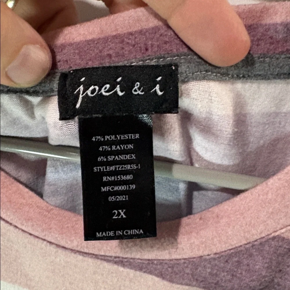 Striped Knot-Hem Relaxed Fit Top - Pink Multi - Picture 2 of 5